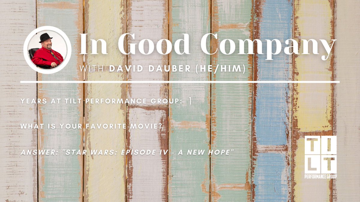 tiltperformance's tweet photo. Today, meet David Dauber (he/him), one of TILT's many amazing performers!

David Dauber has been a TILT Performance Group Member for roughly a year now, and when asked, says that his favorite movie is "Star Wars: Episode IV - A New Hope."

#shatteringdisabilitystereotypes https://t.co/nO00FHPYit