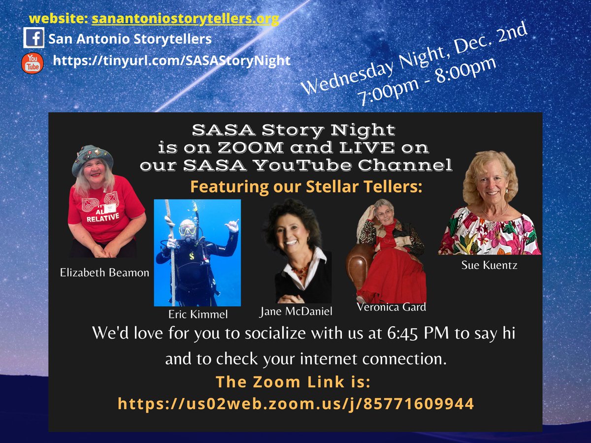 SAStorytellers (@sastorytellers) on Twitter photo Don’t miss Author/Storyteller Eric Kimmel and friends on 12-2 at 7pm CT free & stories to remember! Please share. <a href="/TejasTales/">TejasTales</a> <a href="/Door2LoreSue/">Sue Kuentz</a> <a href="/erickimmel/">erickimmel</a> <a href="/NSNStorytellers/">NSN</a> <a href="/NEISDLibrary/">NEISD Library Srvcs.</a> <a href="/NISDLib/">NISDLibraryServices</a> Don’t miss Author/Storyteller Eric Kimmel and friends on 12-2 at 7pm CT free & stories to remember! Please share. <a href="/TejasTales/">TejasTales</a> <a href="/Door2LoreSue/">Sue Kuentz</a> <a href="/erickimmel/">erickimmel</a> <a href="/NSNStorytellers/">NSN</a> <a href="/NEISDLibrary/">NEISD Library Srvcs.</a> <a href="/NISDLib/">NISDLibraryServices</a>