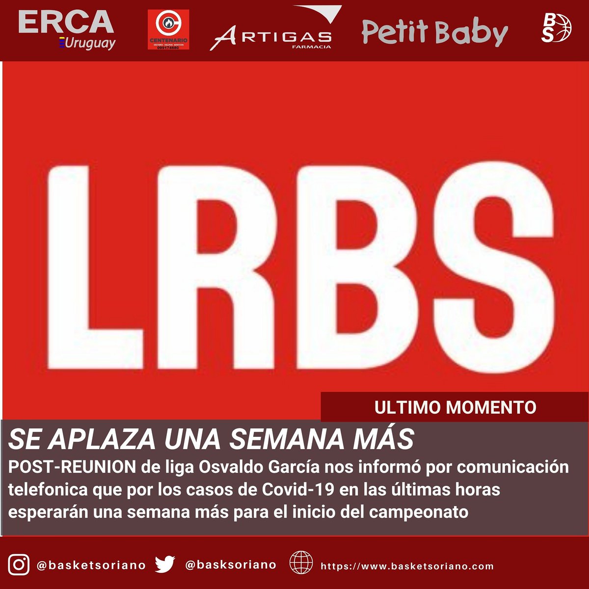 basktsoriano's tweet photo. 🔴URGENTE!🔴

HAY QUE SEGUIR ESPERANDO POR EL INICIO DEL CAMPEONATO COMPETENCIA 2020/21!

Será la última espera en caso de que esto no mejore, el competencia en su edición #83 no se jugará. Seria el primero en no jugarse https://t.co/yUgtlMl7Vi