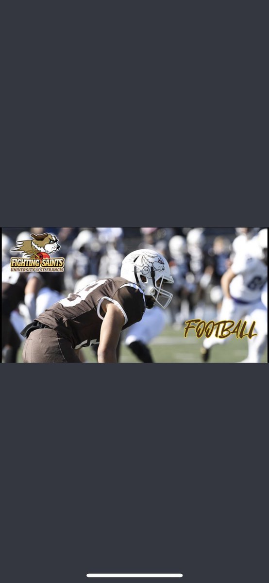 Coach_Mroz's tweet photo. Thankful to receive a scholarship offer to play for the University of St.Francis! Thank you to @JcurryJoe &amp; @USFSaintsFB for this opportunity 🟤🟡 https://t.co/tg36PdoXl3
