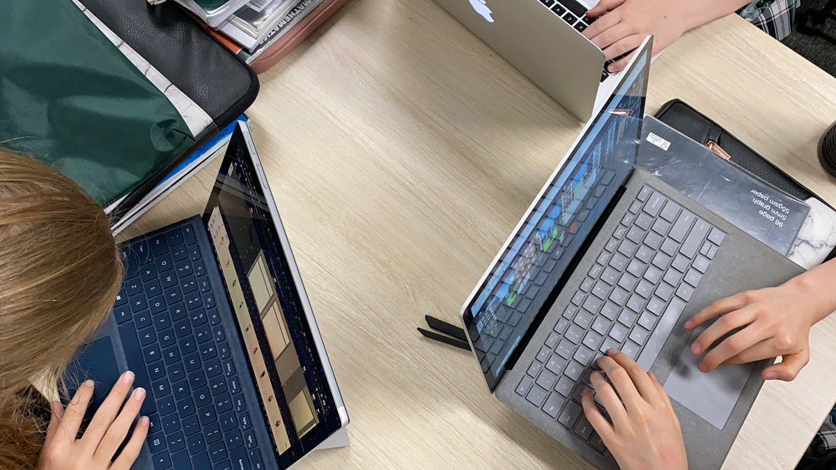 fpgrant's tweet photo. Y7 students putting the finishing touches on their #globaldevelopmentgoals project in Y7 Inspire. Visions realised in @CoSpaces_Edu with the help of @Lumination_Tech #STEMeducation https://t.co/30A4ZcAGCb