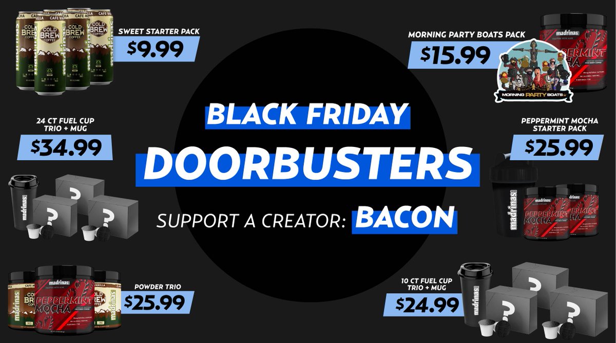 ✨BLACK FRIDAY SALES ARE LIVE✨ Doorbusters are up to 60% OFF! Support a Creator: BACON Black Friday deals are up to 55% off SITEWIDE using code 'BACON' at checkout! These are deals you DO. NOT. want to miss! madrinascoffee.com
