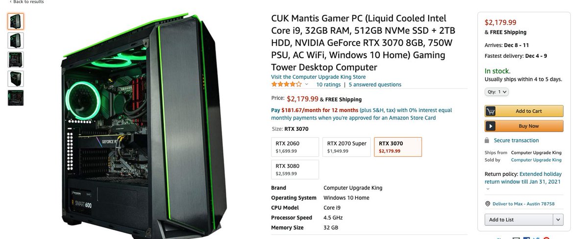 IGNDeals's tweet photo. High-end CUK Mantis Gaming PC in stock at Amazon with a 3070 ($2179) or a 3080 ($2599)

https://t.co/mncx8E8W6i https://t.co/dffrdodRPL