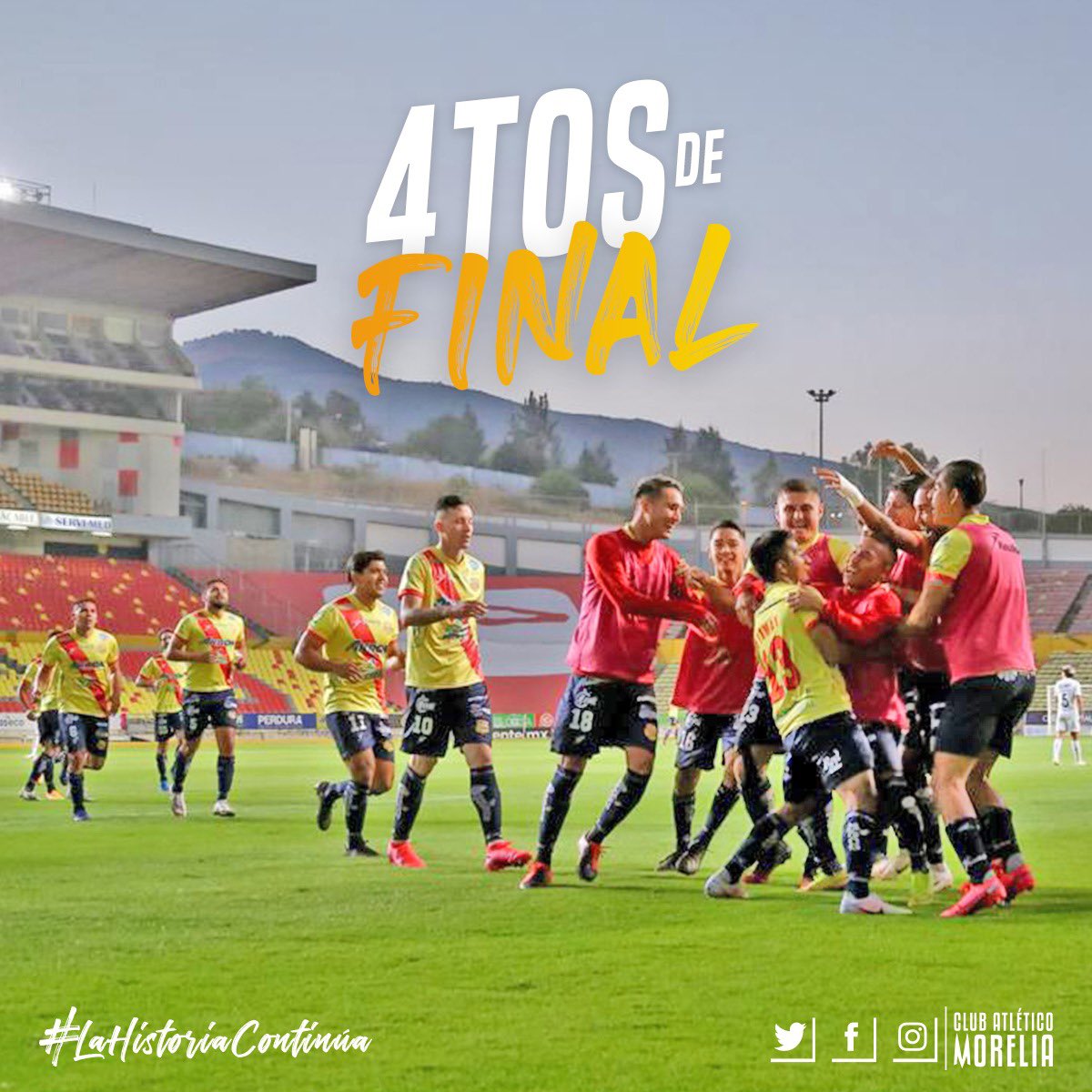 C_A_Morelia's tweet photo. | C U A R T O S DE F I N A L |  Grítalo, el Canarioooooooo picó 🔥🧨

#LaHistoriaContinúa🟡🔴 https://t.co/7KDlv8Z0Ta