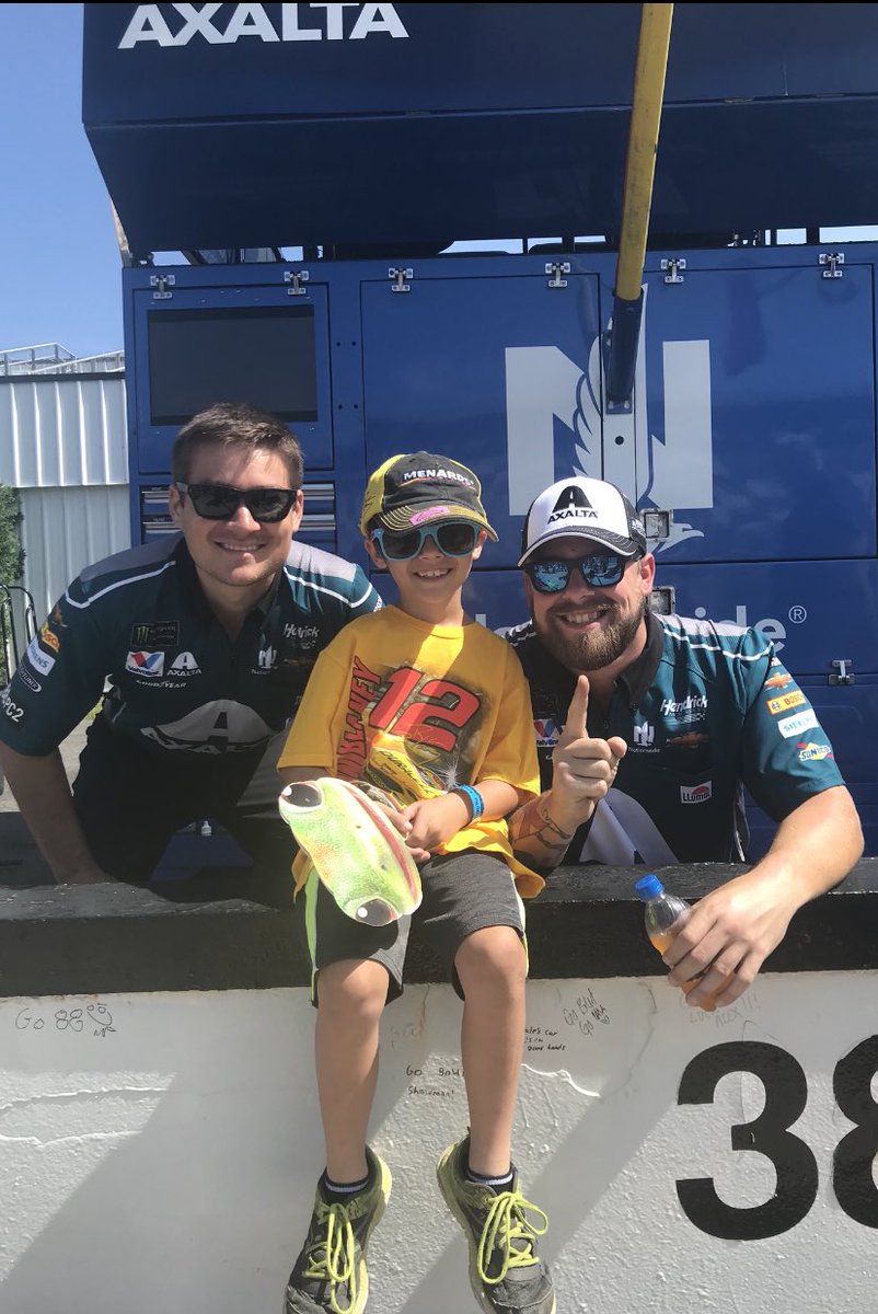 @AlexBowman88 Sorry for your loss Alex.  Contrary to my son’s shirt in the picture he is a huge fan of yours. He couldn’t wait to get to your pit box in 2018 at Pocono. We got to meet Rowdy that day.  He was super nice and was happy to take a picture and poke some fun at his shirt.