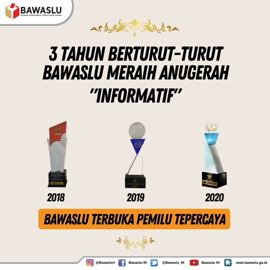 BawasluMuaro's tweet photo. [PENGANUGERAHAN KETERBUKAAN INFORMASI PUBLIK]
@bawaslu_RI kembali meraih predikat "Informatif" dari Komisi Informasi Pusat  pada tahun 2020. 

#BukaInformasiPublik
#AnugerahKeterbukaanInformasi
#KeterbukaanInformasiPublik
#HakAndaUntukTahu
#BawasluTerbukaPemiluTepercaya https://t.co/7fBBHZpc1M