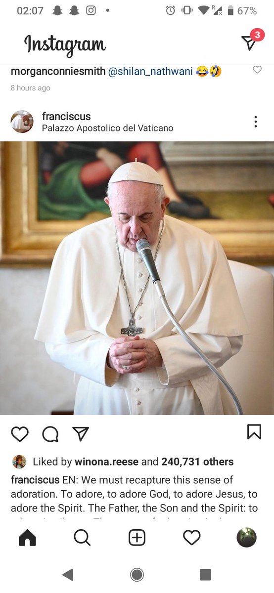 JacobHa7137's tweet photo. Can't wait till the Pope realises Instagram has a translate button https://t.co/DYUaXCW0lx