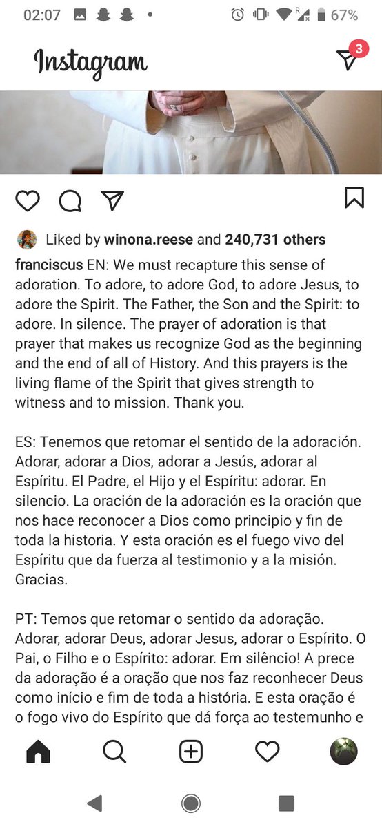 JacobHa7137's tweet photo. Can't wait till the Pope realises Instagram has a translate button https://t.co/DYUaXCW0lx