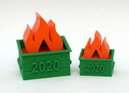 11. The dumpster fire ornaments intersect with what must be a new innovation in the novelty ornament market - you can download the plans to 3D-print your own 2020 dumpster fire!