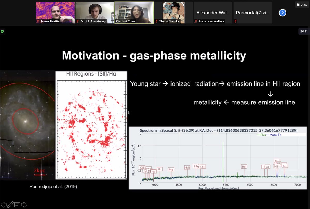 astro_magnetism's tweet photo. University of Science and Technology of China undergraduate student, QianHui Chen, is giving us a talk about their RSAA winter school project — Metallicity Gradient of Barred Galaxies with TYPHOON, supervised by Dr. @Katiesha and Prof. Lisa Kewley. #MSSS2020 https://t.co/GmBErtWkY0