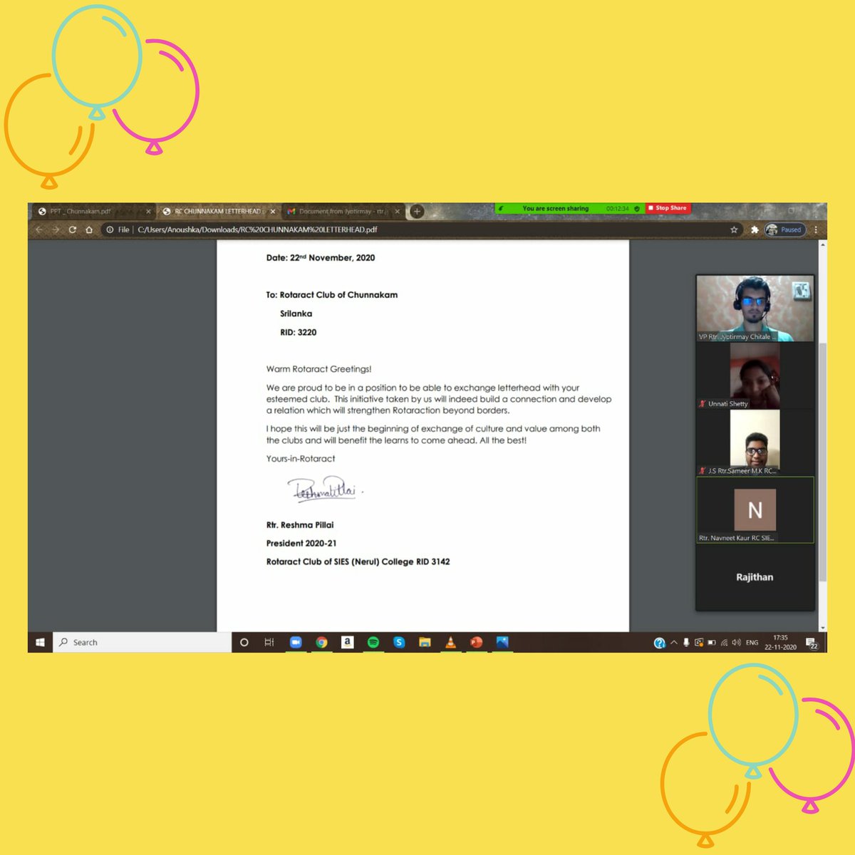 rcsiesnerul's tweet photo. Virtual meet with our Twin Club- RC Chunnakam ✨

#HaqSeRCSIES #LetsConnect #JUN∞N #rotaract #internationalservice #virtualgbm #fun #bonding #interactive #culturalexchange #rotaraction #beyondboundaries https://t.co/9752nGykyh