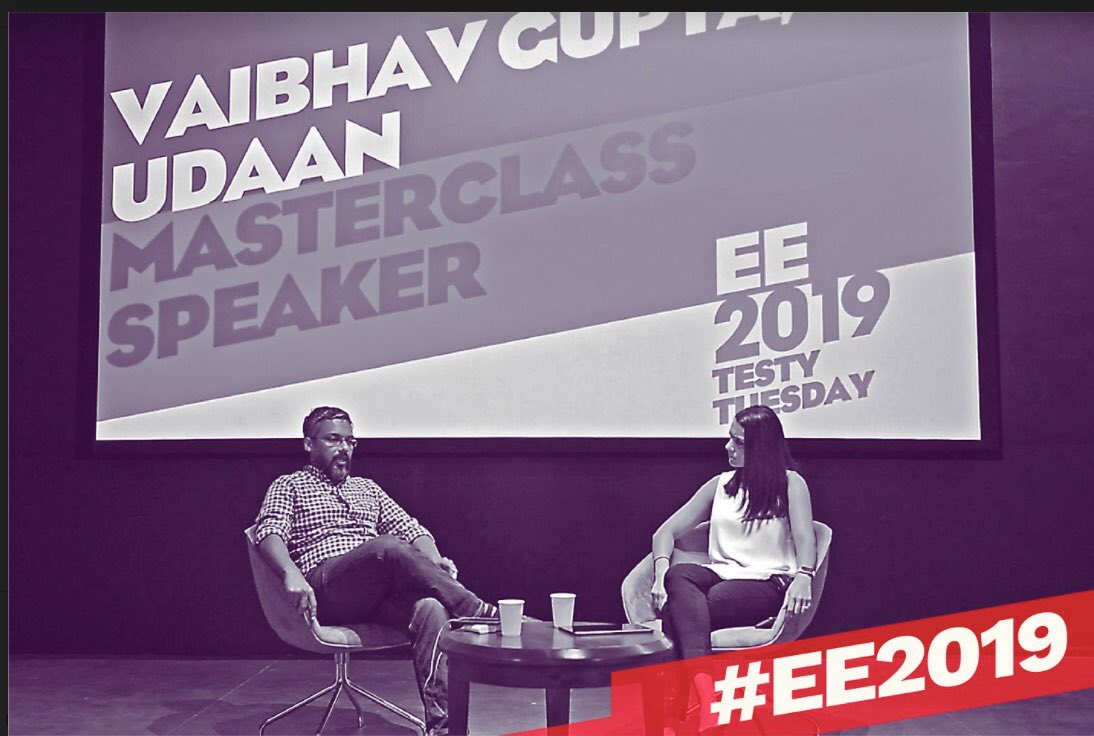 kumarharsha2212's tweet photo. #EEThrowback to a wonderful session by Vaibhav Gupta of @udaandotcom. Last year Vaibhav spoke candidly about keeping a balance between conviction and self doubt... it was humbling, enlightening and energising! To more such ‘real’ discussions this year.. Apply now.. @lightspeedee https://t.co/F9cjlqFIdH