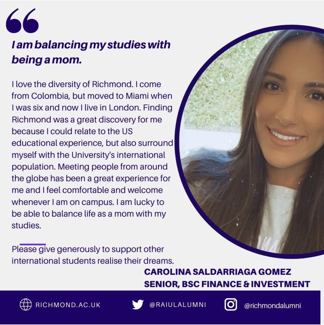 There is still time to give to the International Student Mobility Fund during our giving month. Read Carolina’s story here richmondalumnigiving.hubbub.net