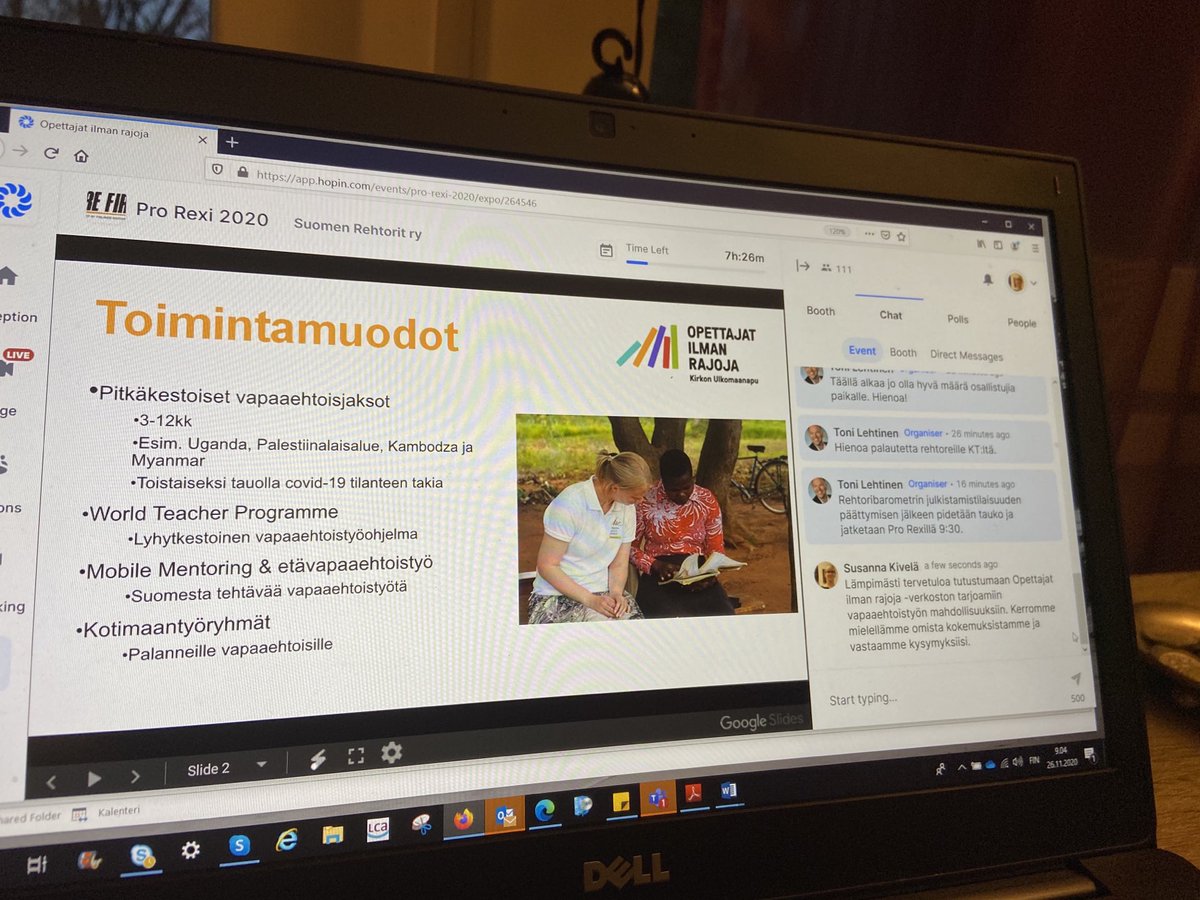 Susatwit's tweet photo. Opettajat ilman rajoja -verkosto mukana #prorexi2020 virtuaalimessuilla. Toki mielelläni kerron mitä opin WTP vapaaehtoisena Ugandassa https://t.co/QQFurOwK0H