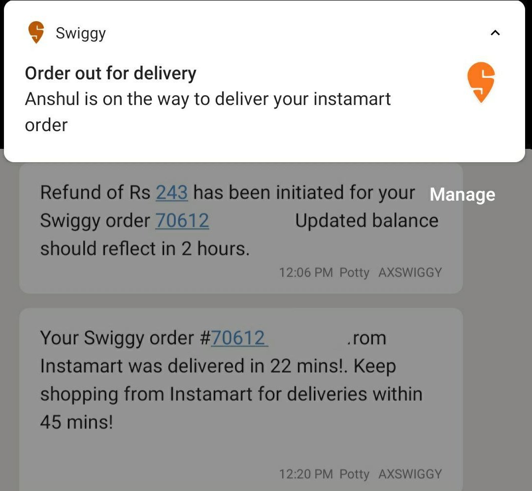 Hey  @swiggydesign Your Instamart auto refund process is a self-goal since you've suddenly forgotten customer psychology hereInstamart is a TOPUP order "job to be done"If you have NOT have products in stock, you seek permission to send rest, not auto refund! Why?