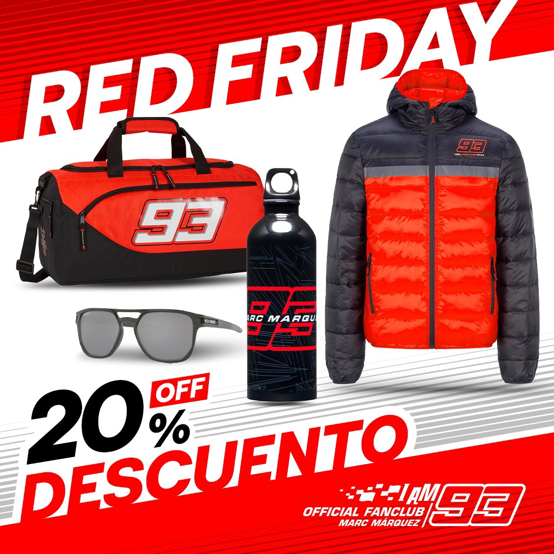 ¡Llega el Red Friday! ¡Desde hoy jueves 26 hasta el domingo 29 tienes un 20% de descuento en la tienda oficial de @marcmarquez93 ! 🔴🐜
⚠️Código/Coupon: REDFRIDAY
https://t.co/1D7tb5cwlG
*No se aplica a los productos ya rebajados.
#MM93 #10together93 https://t.co/ic5tHCEkjO