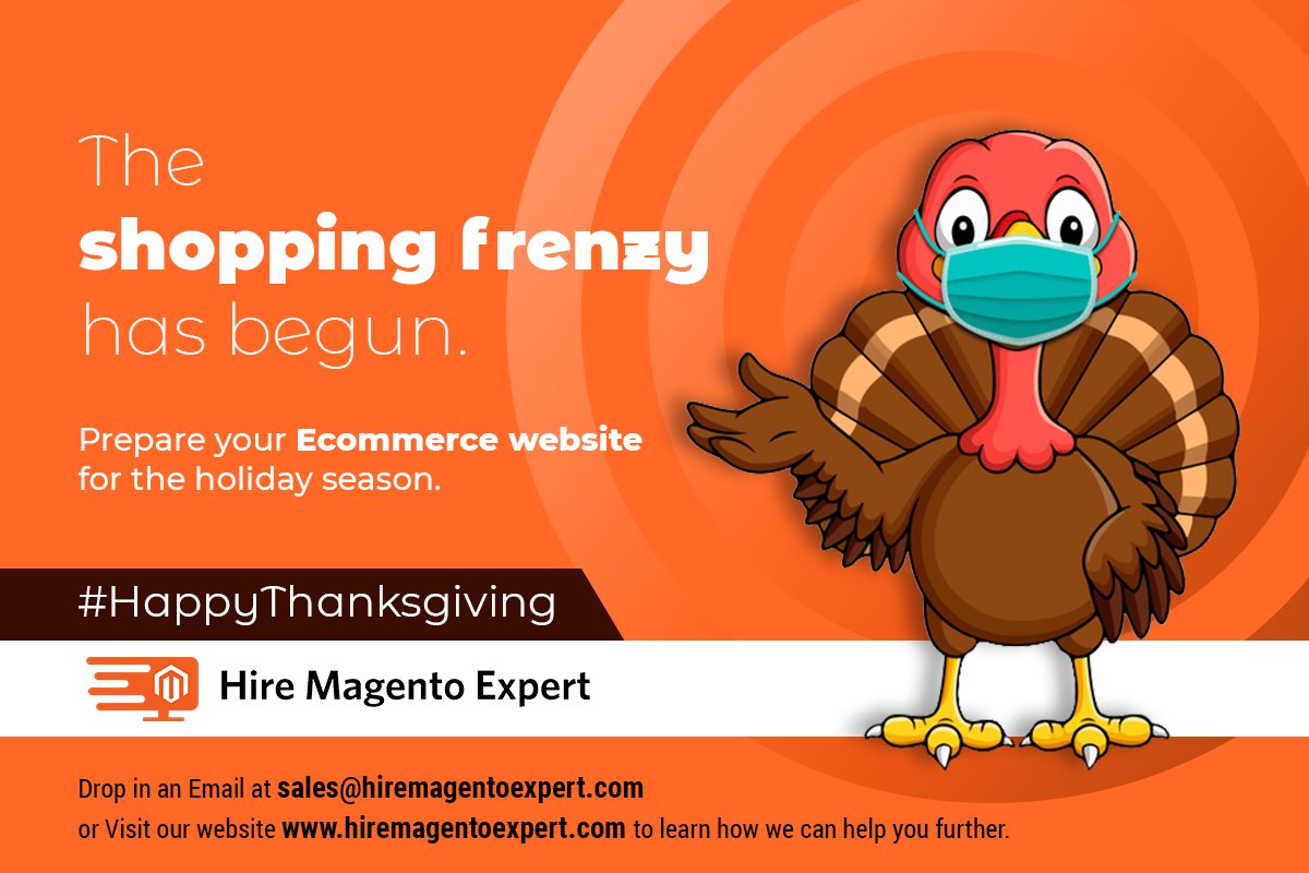 Ho ho ho, what a year this has been! Conversational commerce, social selling &amp; virtual reality pave the way for e-commerce businesses.

Prepare your Ecommerce website for holiday season.

📩sales@hiremagentoexpert.com 
🔗hiremagentoexpert.com 

#Thanksgiving #HireMagentoExperts