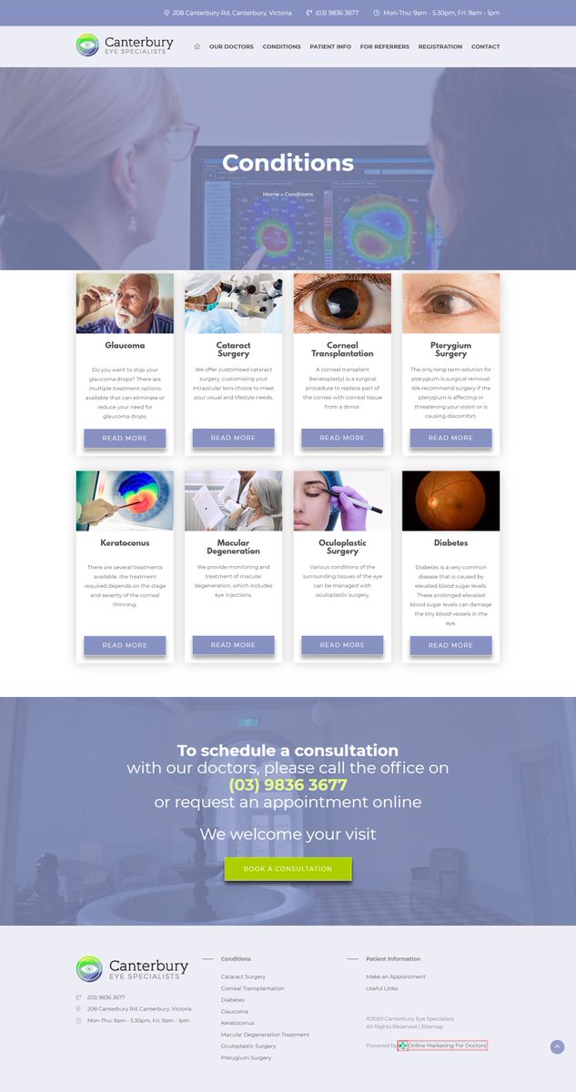 OMDGlobal's tweet image. We are excited to launch this new website for our Canterbury Eye Specialists in Melbourne. A timeless design and SEO friendly website created by OMD team #webdesignforsurgeons #webdesignfordoctors
