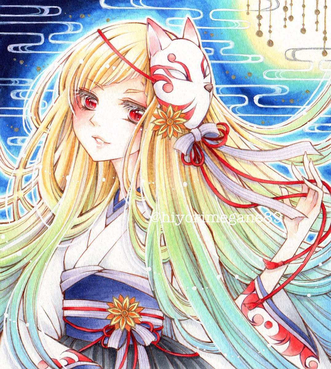 ひよりこ 日和めがね オリジナル 夢月夜 完成しましたー 巫女さん風 実は高校生くらいに描いたキャラをリメイクしてます 懐かしー 後日メイキング動画もアップしようかと コピック コピックイラスト アナログ アナログイラスト