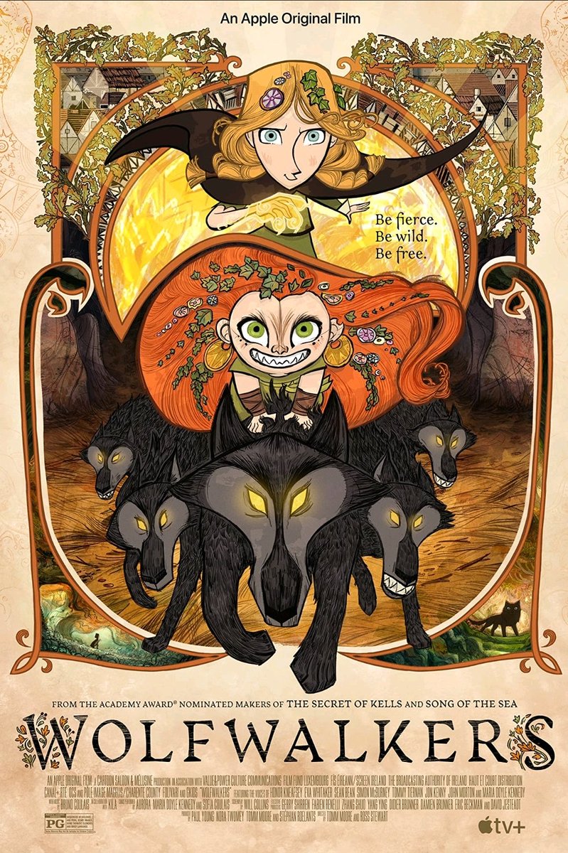 #wolfwalkers A young apprentice hunter and her father journey to Ireland to help wipe out the last wolf pack. But everything changes when she befriends a free-spirited girl from a mysterious tribe rumored to transform into wolves by night. 7/10