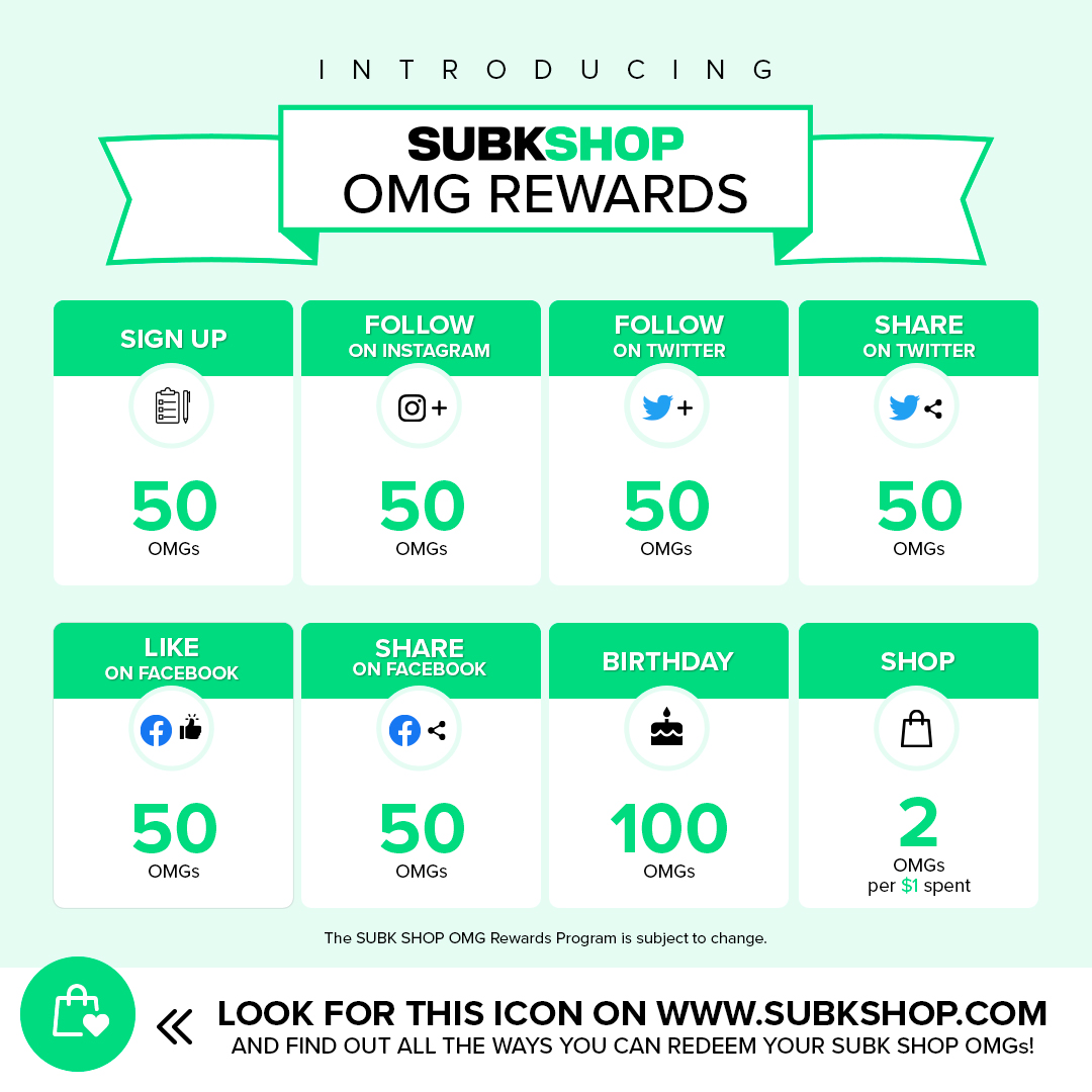 subkshop's tweet photo. OMG, WE’VE LAUNCHED OUR NEW REWARDS PROGRAM 🥳

🎁 Make your purchases count by signing up at https://t.co/c9tARiQ46i to earn SUBK SHOP OMGs towards rewards that you can redeem for future orders!

More redeemable benefits to come 😉

#SUBKSHOP #SUBKSQUAD #SUBKSHOP_OMGs https://t.co/9W7l0DTbMi