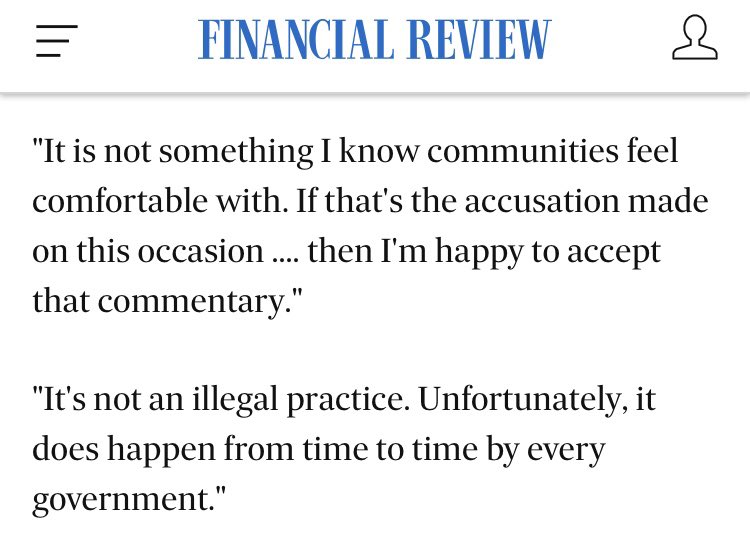 it is about ~community feelings~ see, said shredder. All governments hand out wads of public cash according to Liberal Party HQ election campaign strategy she added, by which she presumably means governments run by NSW Liberals because otherwise her claims make no sense.