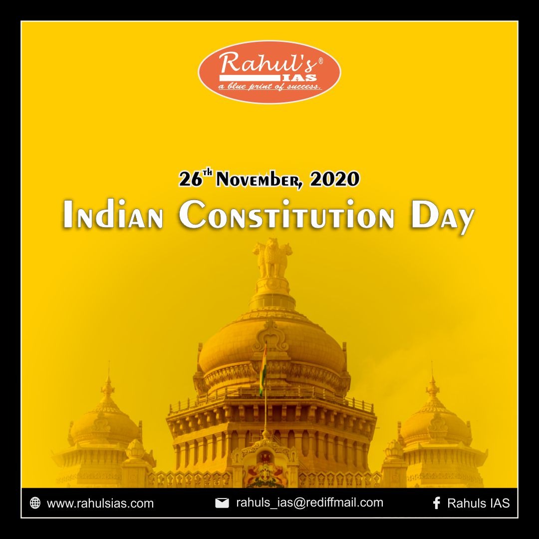 RahulsIAS's tweet photo. Our Constitution enshrines the ideal of building an inclusive society and also contains provisions for realizing it. This day is a great opportunity to convey our gratitude to the makers of our Constitution.

#ConstitutionDay #SamvidhanDiwas #RahulsIAS  #ConstitutionDay2020 https://t.co/rA90kbI7ZW