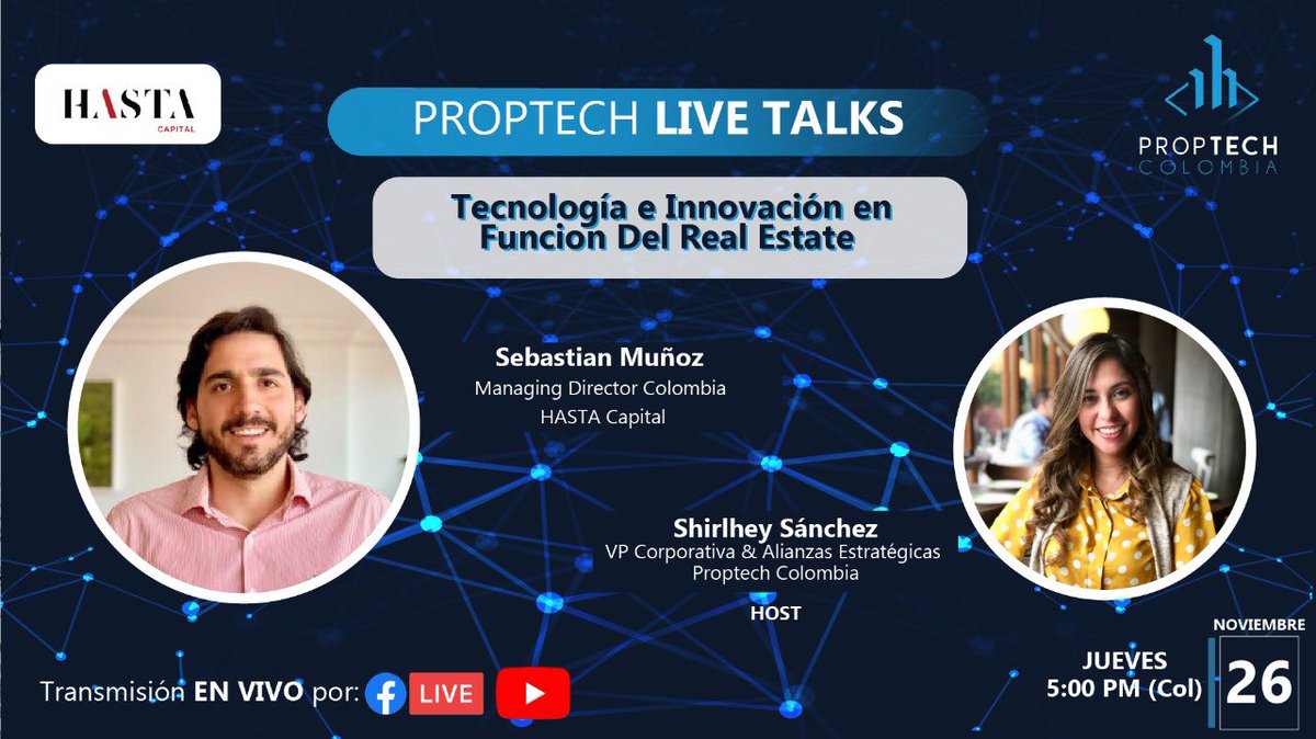 Colombia PropTech (@colproptech) on Twitter photo #Mañana en Proptech #livetalks #11, Sebastian Muñoz de Hasta Capital acompañado de nuestra VP corporativa <a href="/shirlheysanchez/">Shirlhey Sanchez</a>, hablará del modelo multifamily e inversión.
Acompáñanos a las 5pm en:
lnkd.in/g2guJAG
¡Te esperamos!
#somoscolombiaproptech #fondosdeinversión #Mañana en Proptech #livetalks #11, Sebastian Muñoz de Hasta Capital acompañado de nuestra VP corporativa <a href="/shirlheysanchez/">Shirlhey Sanchez</a>, hablará del modelo multifamily e inversión.
Acompáñanos a las 5pm en:
lnkd.in/g2guJAG
¡Te esperamos!
#somoscolombiaproptech #fondosdeinversión