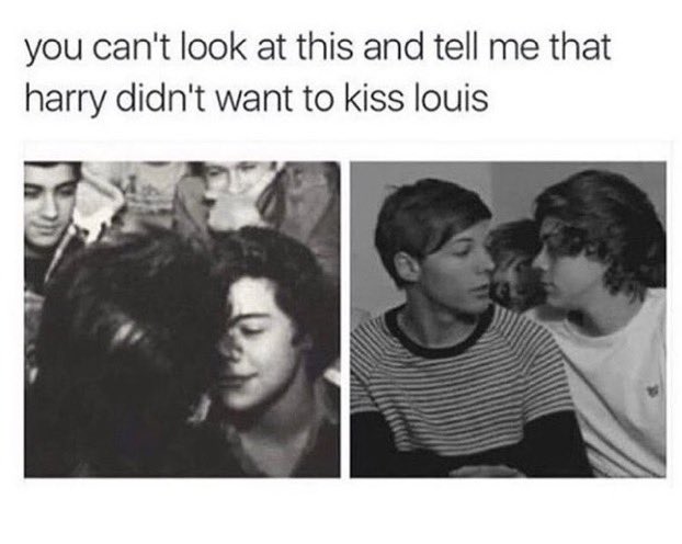 1-2. larry wanting to kiss3. harry not believing lou is real4. louis’ face