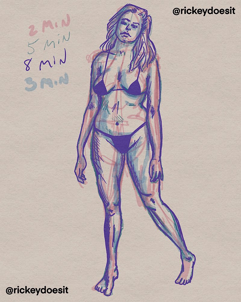 rickeydoesit's tweet photo. Did some more 17-minute figure drawings. Decided to add a shading level for full practice benefits. I feel like certain shapes and forms of the body are feeling second nature! Practice makes nerfect! #figuredrawing #timedpractice https://t.co/L5ui1zEe46