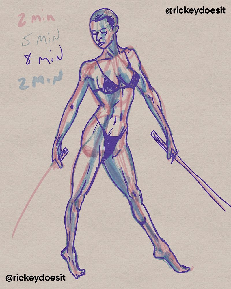 rickeydoesit's tweet photo. Did some more 17-minute figure drawings. Decided to add a shading level for full practice benefits. I feel like certain shapes and forms of the body are feeling second nature! Practice makes nerfect! #figuredrawing #timedpractice https://t.co/L5ui1zEe46