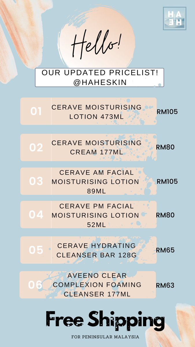 haheskin's tweet photo. Here is our updated product list and price! #ceravemalaysia #cerave #ceravemurah 
__________________________________________
DM us or click link to whatsapp us https://t.co/SLsvVBtV3F https://t.co/aUUH4LhlYB