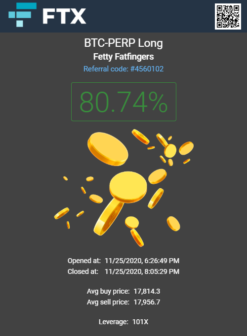 FettyFatfingers's tweet photo. Holly fucktuckets .....that is what I call a FAT FINGER DROP. That trade had my palms sweating. 80.74% PnL on FTX's BTC-PERP contracts! #Bitcoin #Crypto #cryptocurrenices https://t.co/H19aB0u7yA