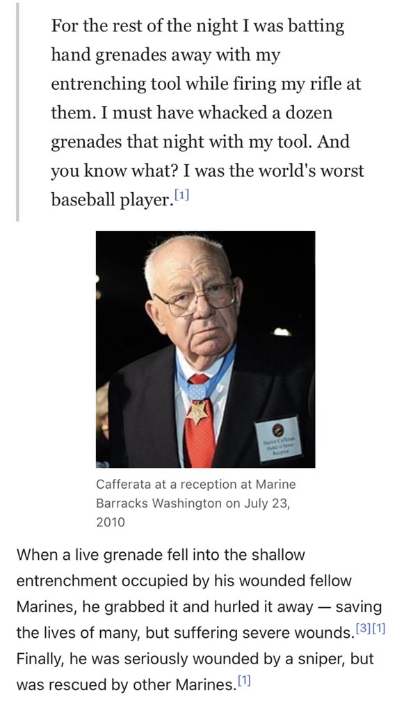 He was in a fighting position at the very outer edge of the line when the Chinese mounted a heavy attack. He is credited with killing 80 Chinese communist soldiers that night. When his hand was disabled permanently by a grenade, he used an e-tool and hit the grenades back.