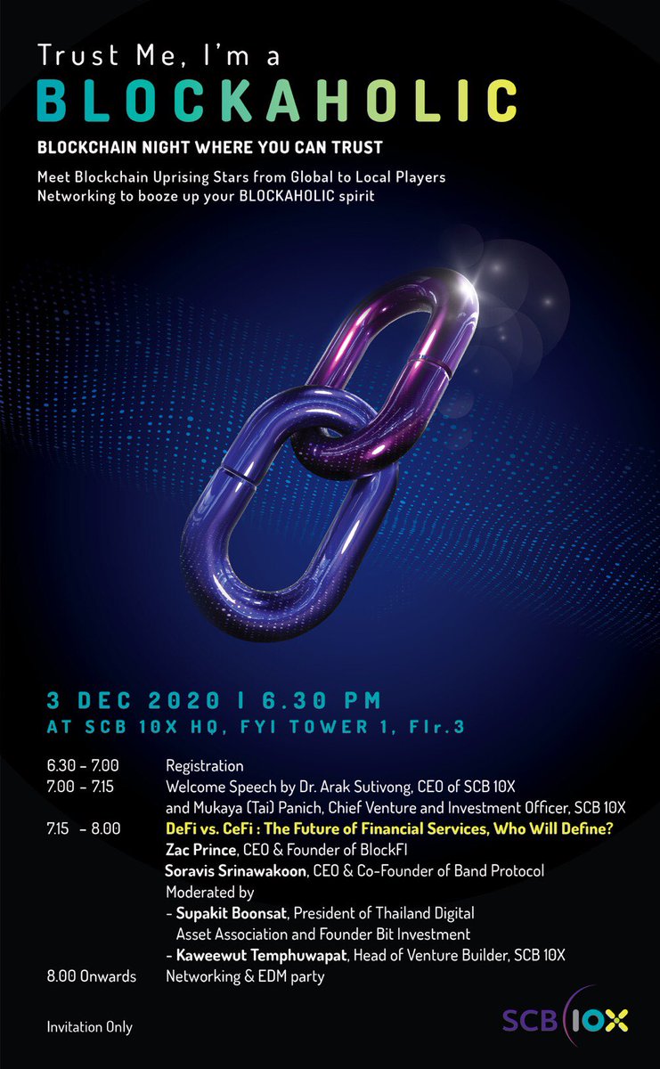 If you are in Thailand, join us at @SCB10X_ for a blockchain night! CeFi and DeFi are converging ⚔️ https://t.co/XEJOmbujVN