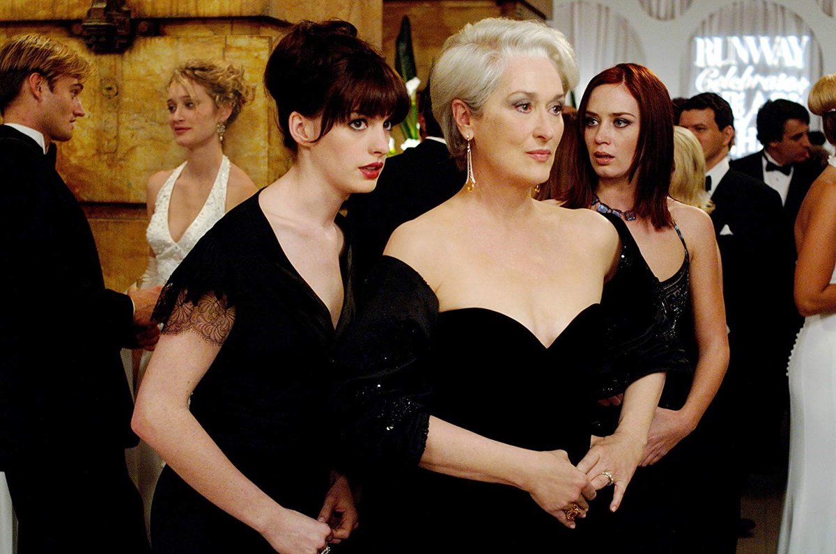 I believe Anne Hathaway and Emily Blunt’s characters can be viewed as the two attendees of Yama. In mythology their names are Kalapurusa and Chanda who “usher in the souls to an audience” with Yama, I find it interesting in this still they are all wearing black.