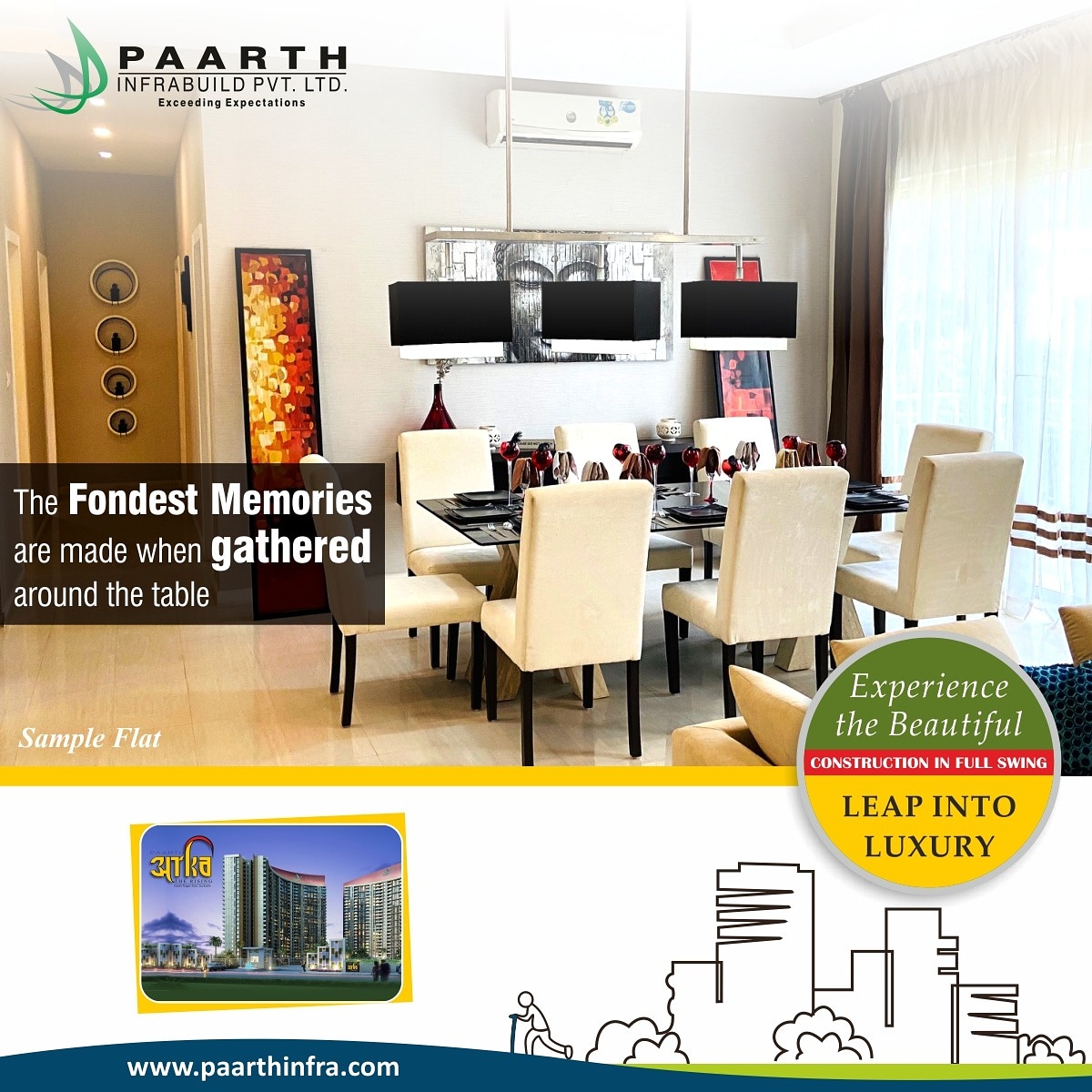 paarthinfra's tweet image. The Fondest Memories are made when gathered around the table. Make yours atPaarth Arka having 3/4 BHK Premium Apartments in Gomti Nagar Extension, Shaheed Path, Lucknow.

Call 1800 102 5914 for details.

#SampleFlat  #PaarthArka #PaarthInfrabuild #ShaheedPath #Lucknow
