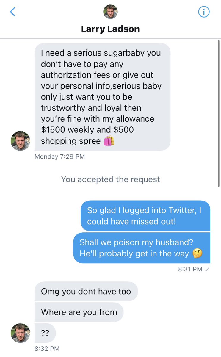 Fast forward to tonight, when I logged into Twitter for the first time in a while and started DMing a romantic, kind-hearted and generous individual.