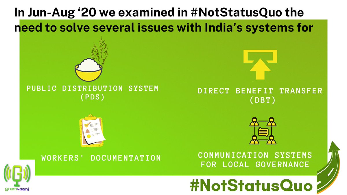 In Jun-Aug ‘20 we examined in  #NotStatusQuo the need to systematically address problems in access to  #socialprotection in India instead of one-time, temporary tweaks made during the  #COVID19 lockdown. (1/n)