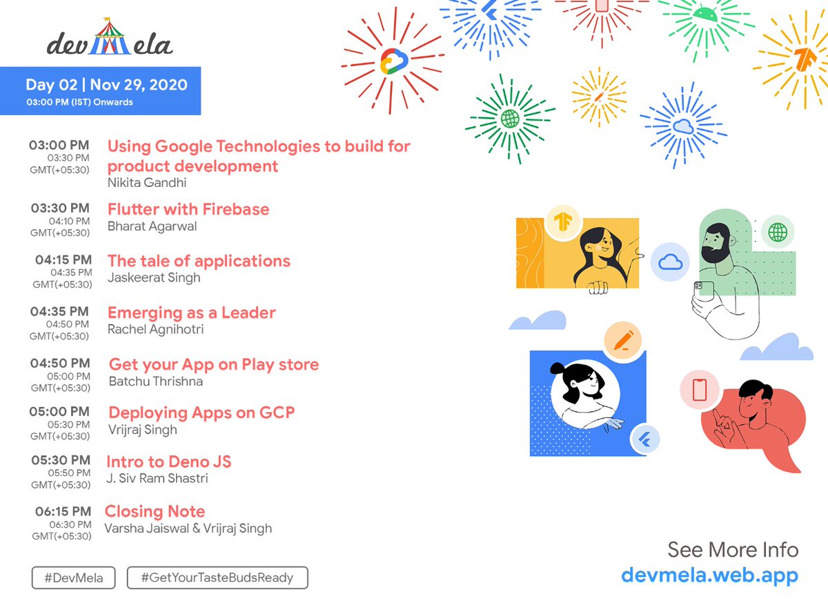 ➡️2 Days
➡️12 Sessions
➡️7 Hours
➡️12+ Speakers

Spend this weekend at #DevMela to learn more on technology with the #DeveloperStudentClubs from Punjab along with <a href="/GDGJalandhar/">Google Developer Groups Jalandhar</a>

#GetYourTasteBudsReady

When:Nov 28th to 29th
Register👉devmela.web.app
Check out the agenda👇