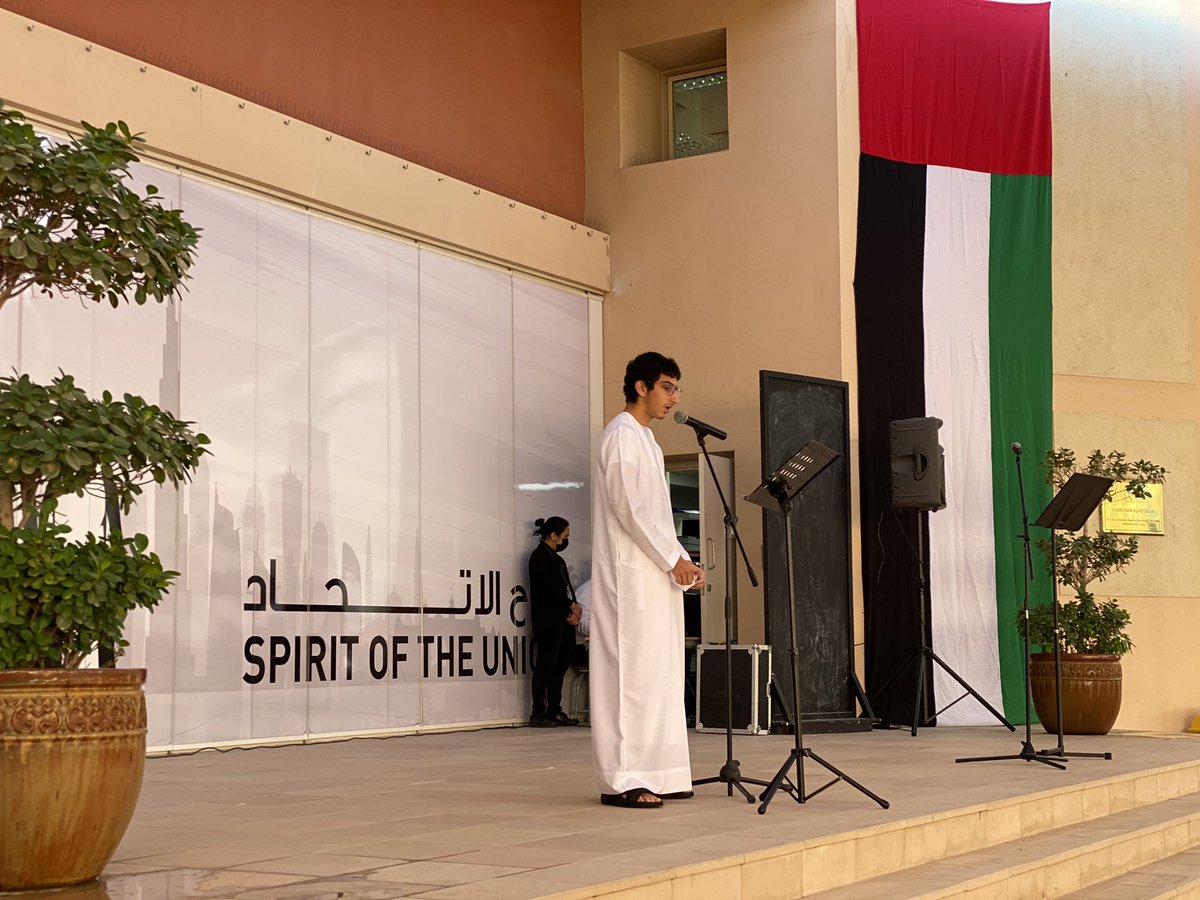 JESSKS4's tweet photo. A fantastic speech about the Spirit of the Union for UAE National Day by one of our Y11 Emirati students. Awesome job! 😊👏👍🏻🇦🇪
#JESSproud #JESSemirati https://t.co/8ObgYeuxJl