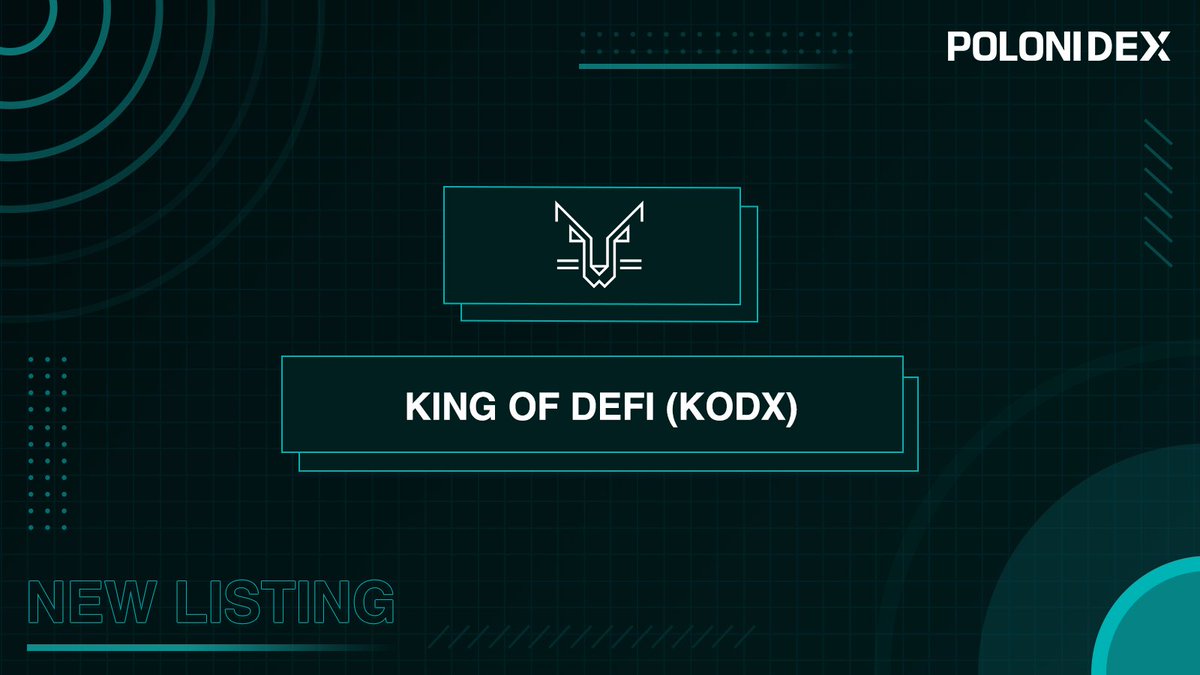 🚀New listing: <a href="/kodxofficial/">KING OF DEFI</a> ($KODX)

🤔What is KODX?
A Smart contract platform designed to make it easy for individuals and corporate Firms to have access to sources of Financing their businesses.

👉For details: kingofdefi.site
💰Trade $KODX on poloniex.org