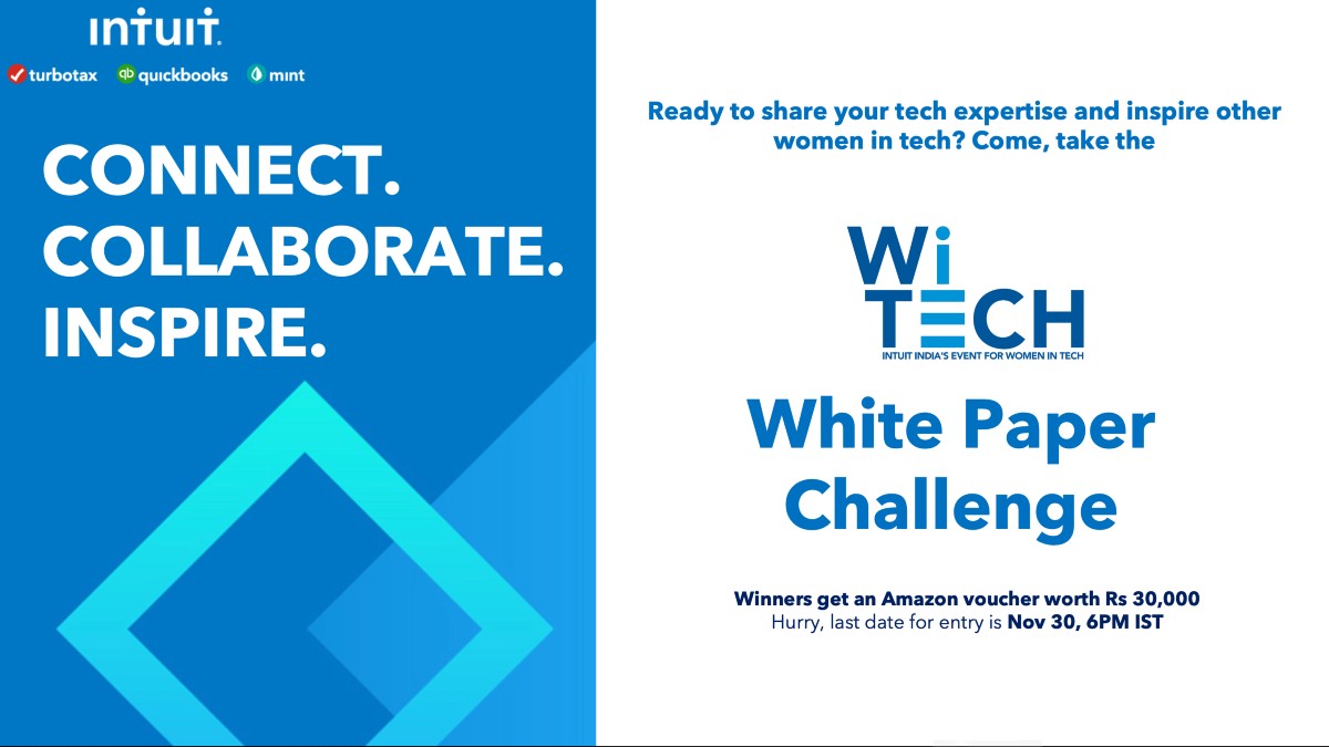 IntuitIN's tweet photo. Inviting the best minds and leaders in the industry to come together to share their knowledge and shape the careers of thousands of #womenintech. 
Send in your submission for the  #WiTech White Paper Challenge. More details here: https://t.co/paRyUwHqaW https://t.co/C1Y4CaMc7v