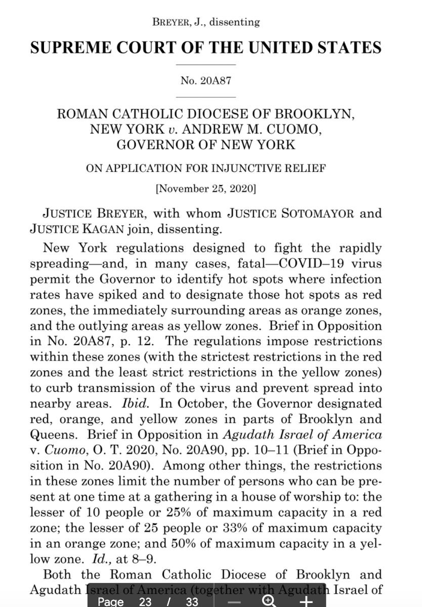 Justice Breyer, joined by Justices Sotomayor and Kagan, dissents more vociferously.