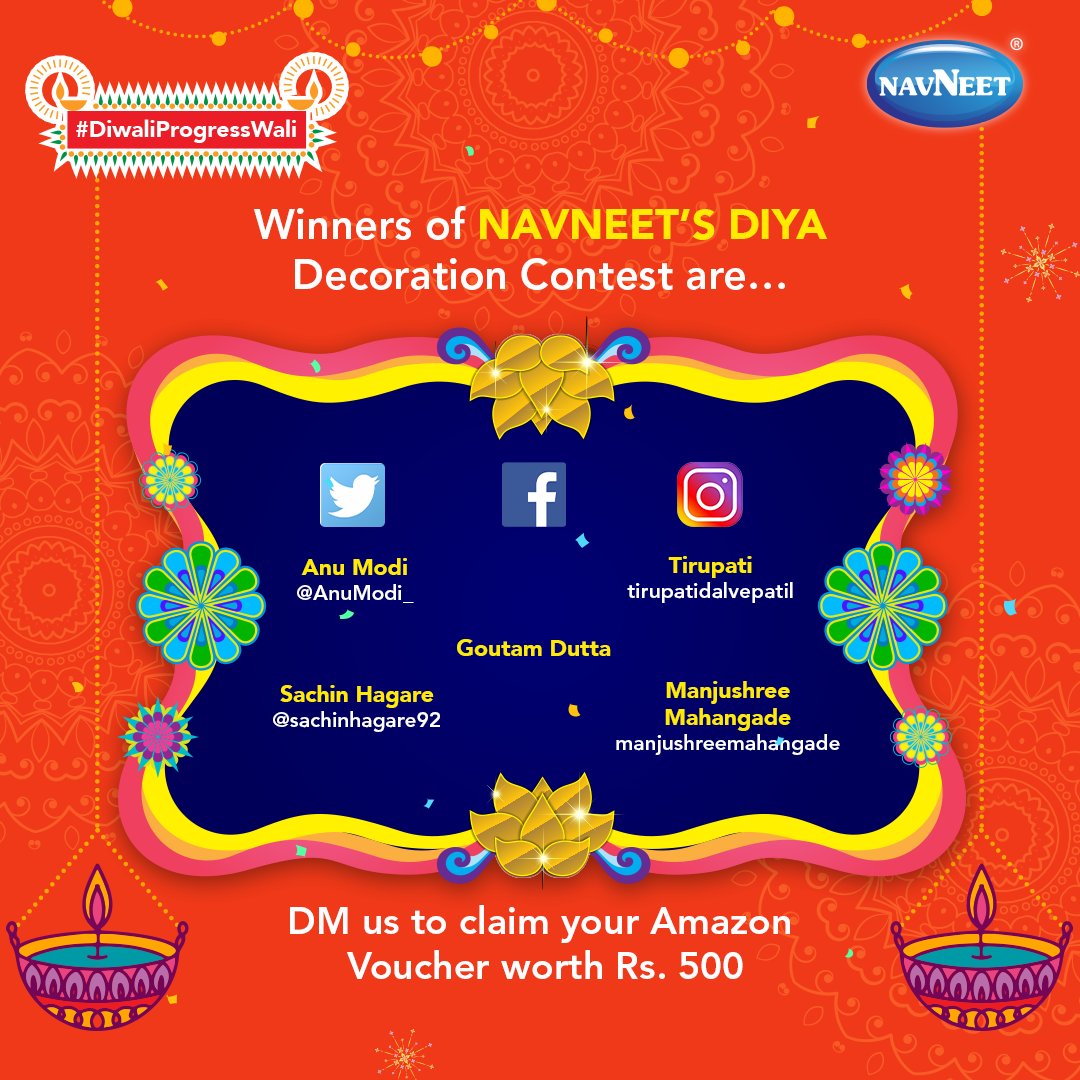 navneet_edu's tweet photo. The entries we received in the Diya Decoration contest were incredible! Kudos to the winners and also all the participants who took the festive spirit up a notch! DM us to claim your Amazon Vouchers!

#Navneet #ProgressWithNavneet https://t.co/iBacDFQkFq