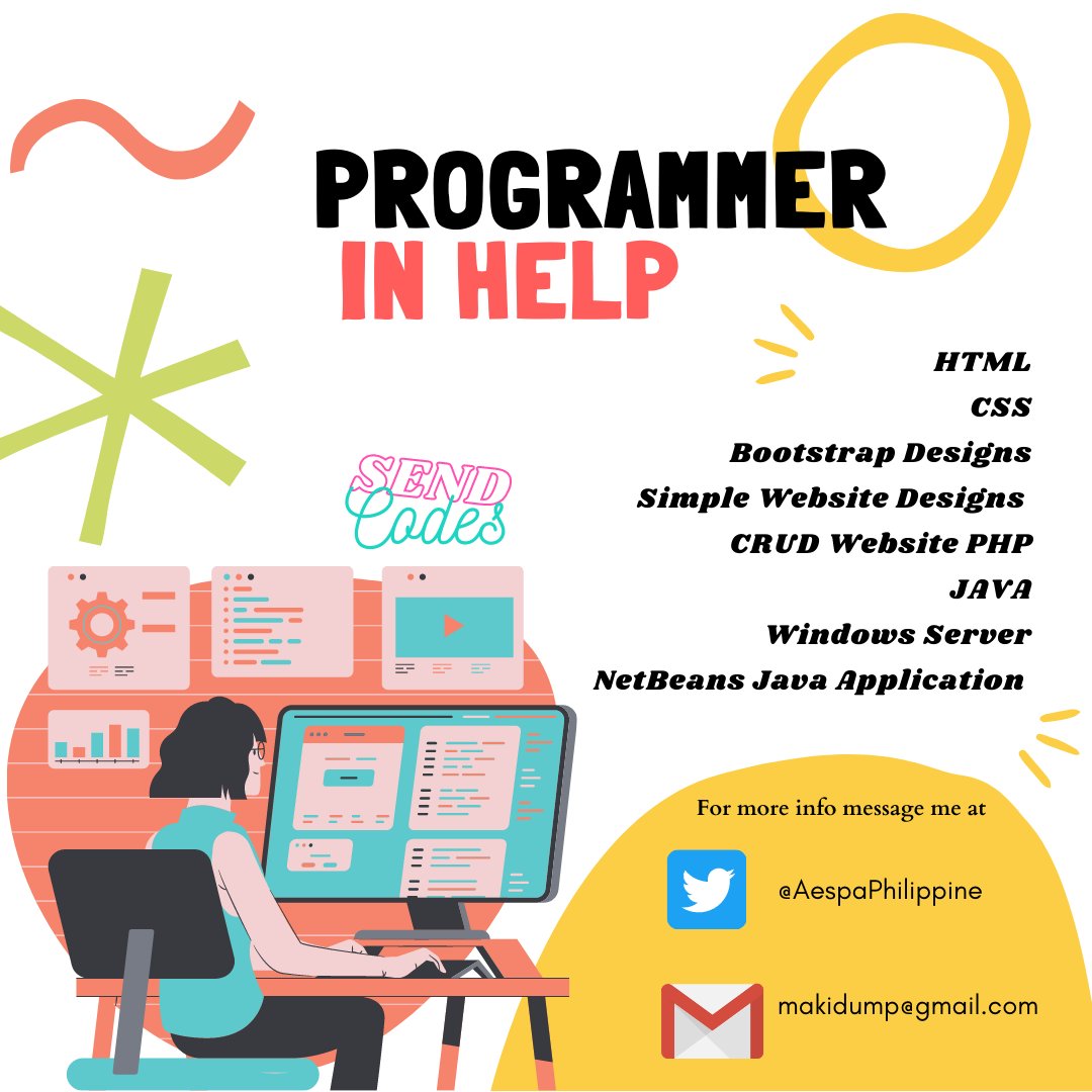 AespaPH_'s tweet photo. Hi MYs if you know someone who's struggling in their Programming Subject let them know that there is someone who can help them. Just contact me and let's discuss your project!!
#studentHelper
#commissionsopen https://t.co/DAQ4sYsIWI