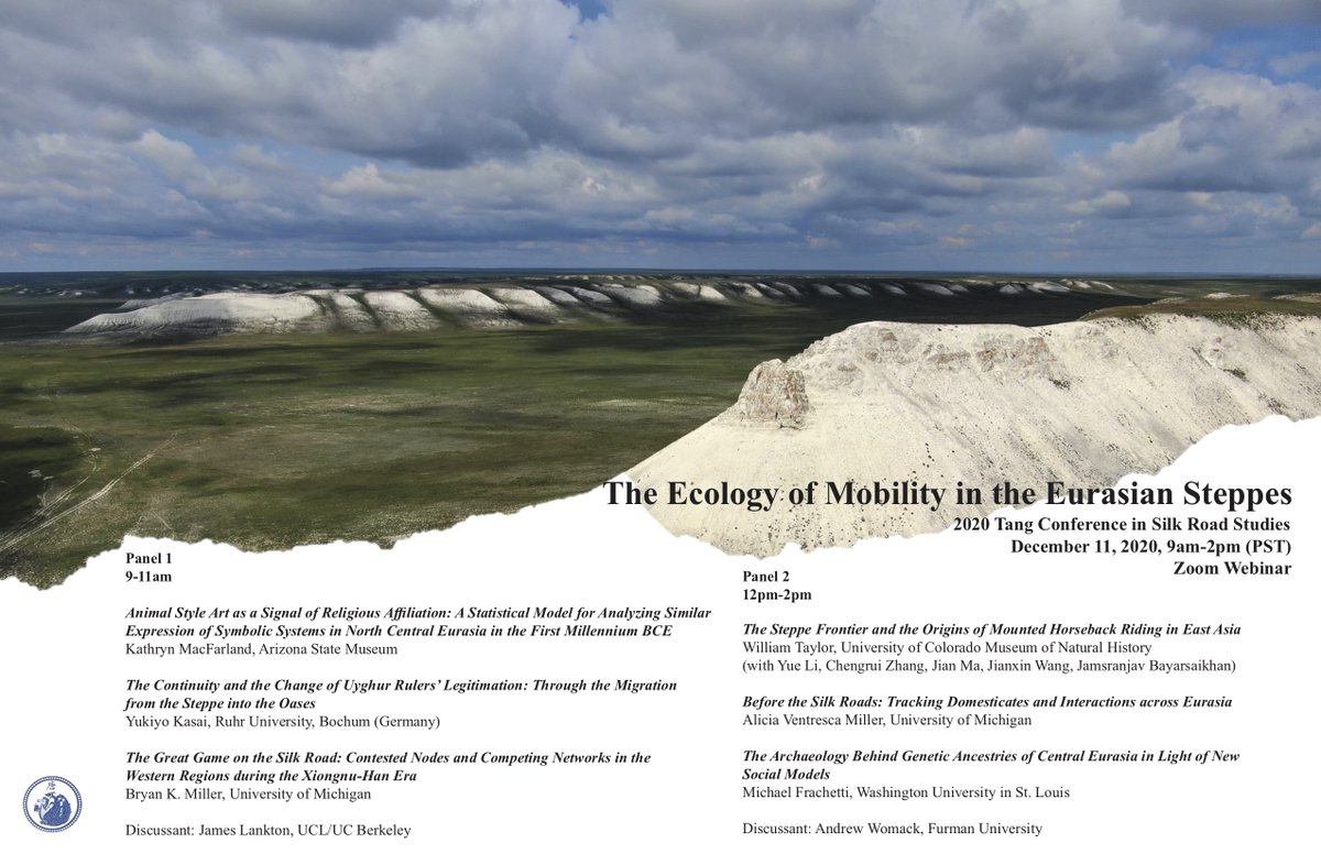 The Ecology of Mobility in the Eurasian Steppe

December 11,  2020
9am-2pm (Pacific Time)

Registration link: berkeley.zoom.us/.../WN_jskUO9w…