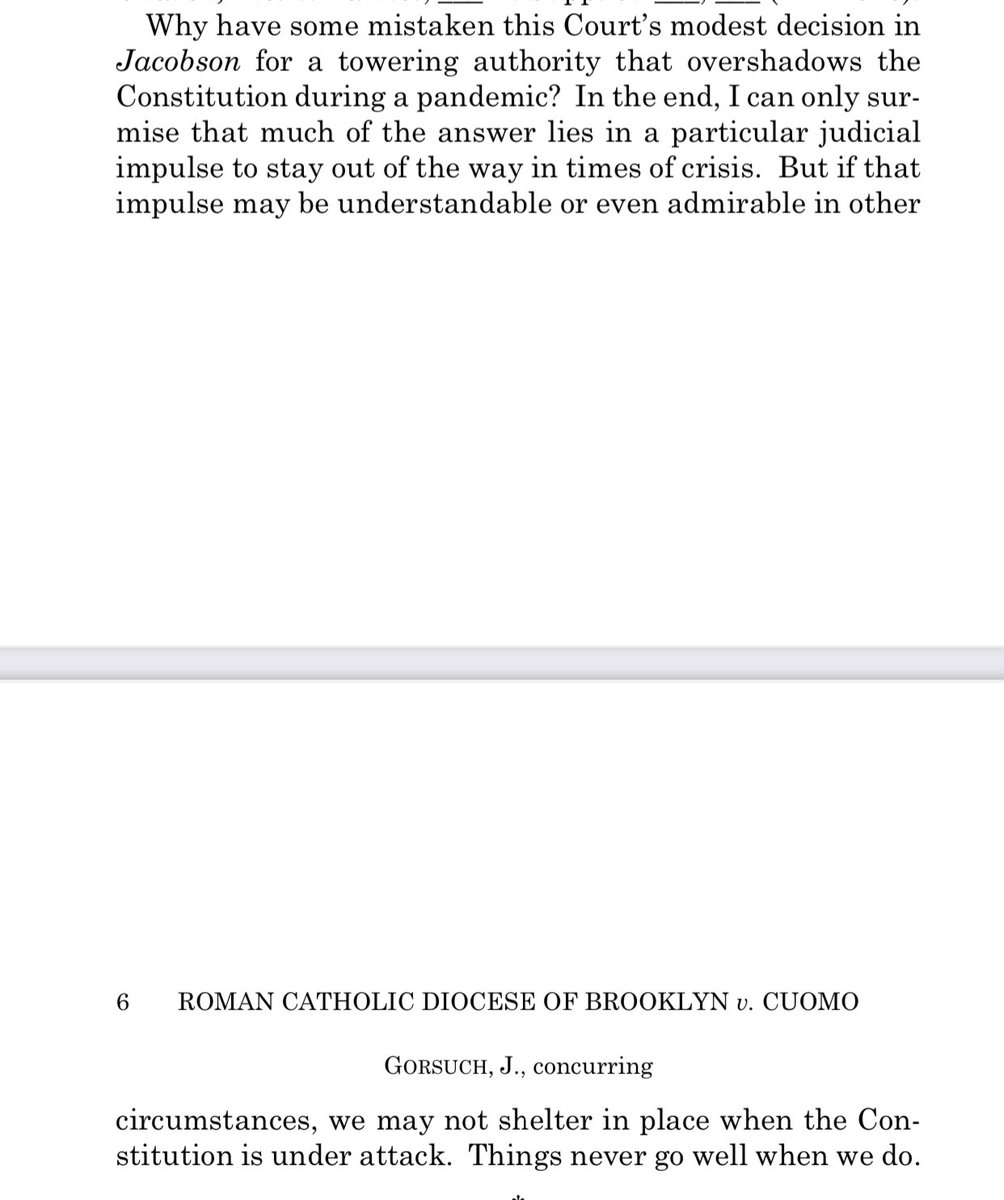 But if that impulse may be understandable or even admirable in other circumstances, we may not shelter in place when the Con- stitution is under attack. Things never go well when we do." 2/2