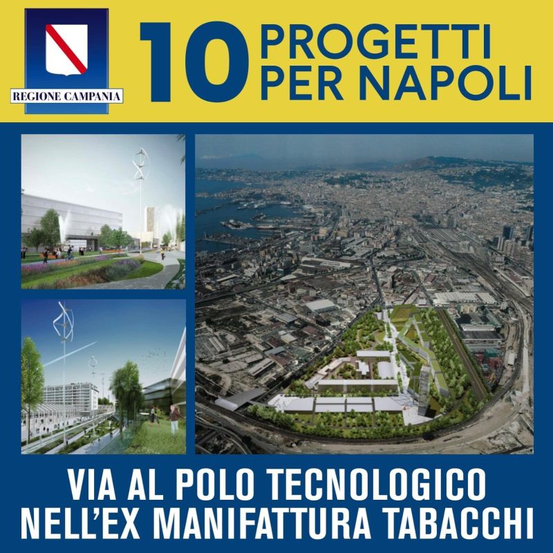 TestaPasquale's tweet photo. Parte il progetto per realizzare in Campania il Tecnopolo Nazionale per l’#Innovazione #Sostenibile, da localizzare a #Napoli presso l’area ex Manifattura Tabacchi. 
#circulareconomy #sustainabledevelopment #Campania #Naples #regionecampania
@ingliguori @PasqualeDeMar @antgrasso https://t.co/z0GVR8VmvF