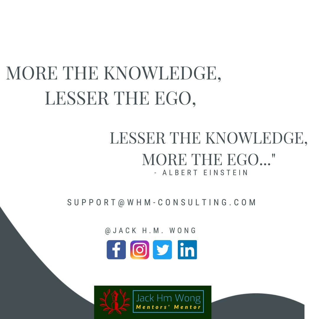JackHMWong's tweet image. If you have an ego problem, find a humble leader, and ask them to be your mentor. 👍
-ctto- #jackhmwong #businessmentor #entrepreneurshipprogram